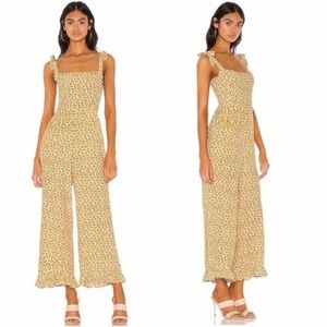 Faithfull the Brand 4 Frankie Yellow Floral 0040 Jumpsuit Small Sunflower Print